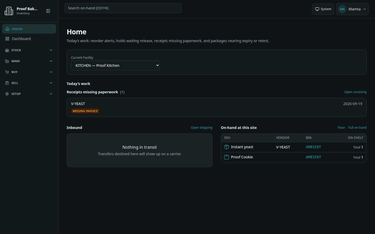 Home page in the Dark theme with the theme button at top right.